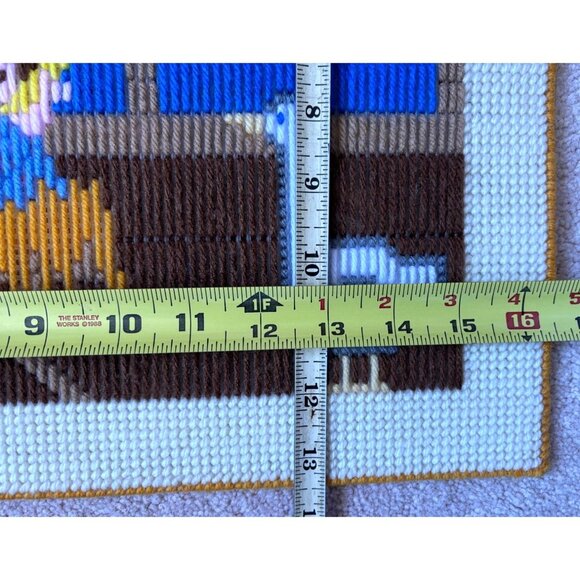 Nativity Scene Completed Needlepoint Art Ready to Hang Plastic back 16.5"x13.25" - Picture 4 of 11